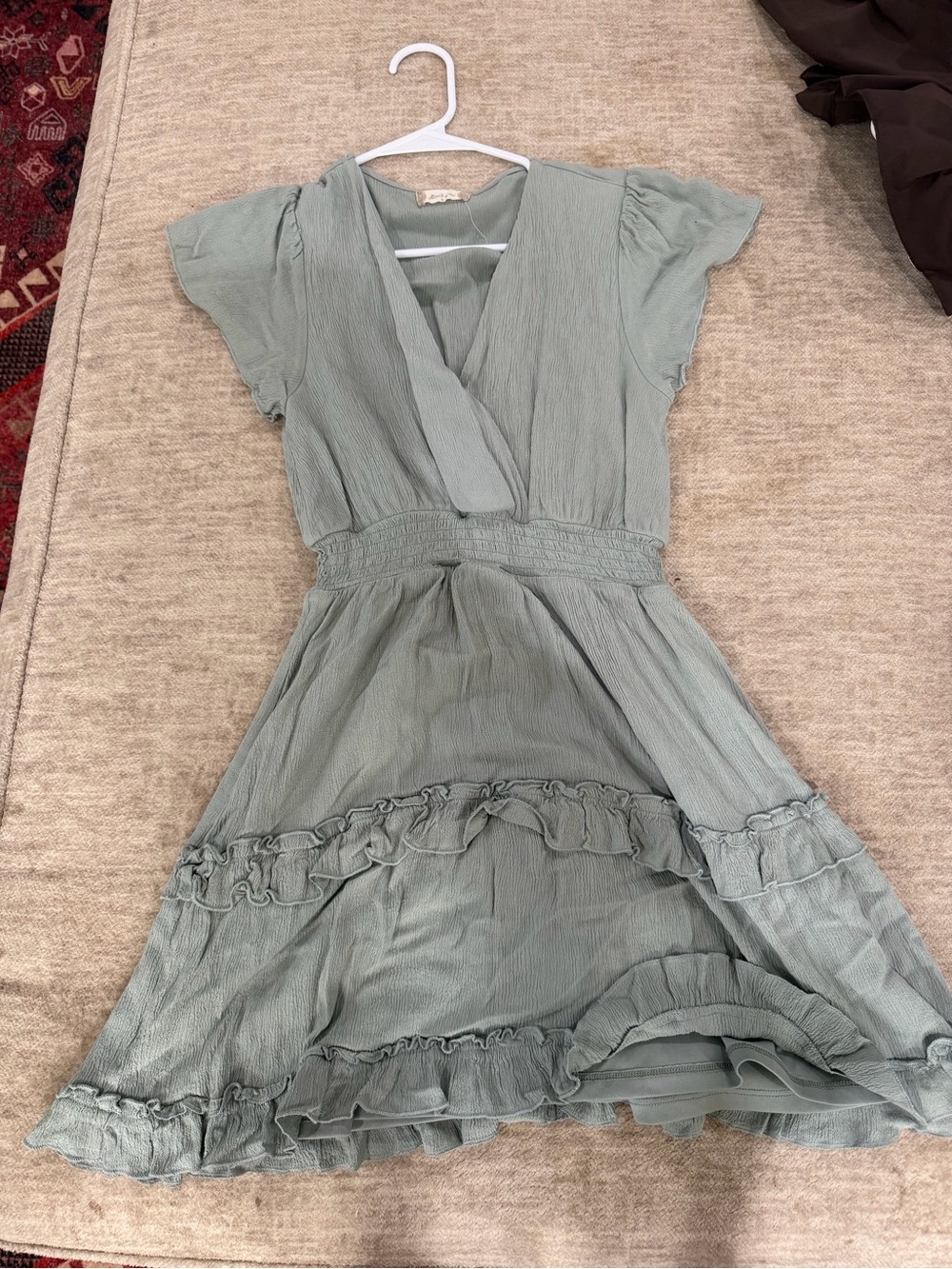 Alter’d State Women's Sage Green Ruffle Wrap Dress